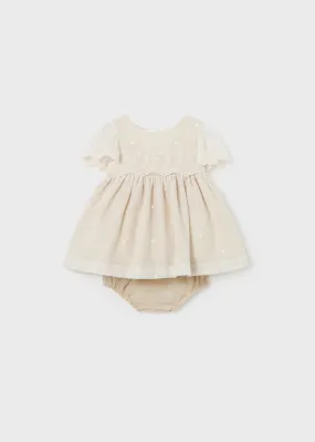 1826 - Embroidered tulle dress for newborn girl - Linen