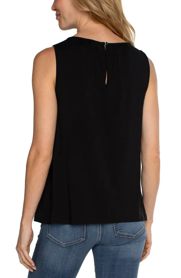 A-Line Sleeveless Knit Top w/ Keyhole