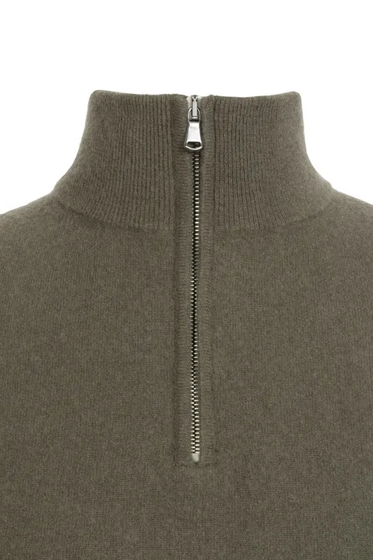 Alan Bilzerian Private Label Felted Merino 1/2 Zip Sweater