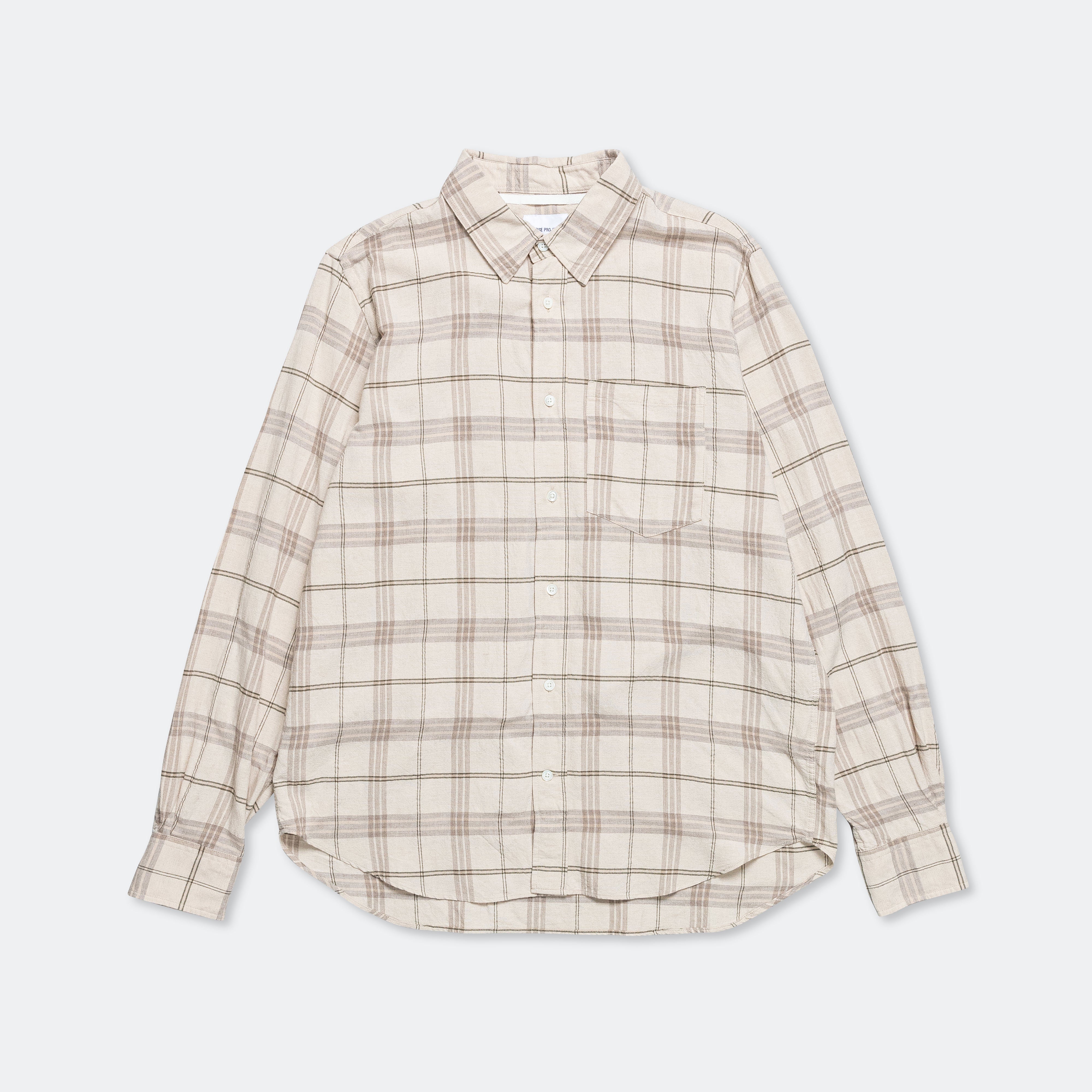 Algot Relaxed Textured Check Shirt - Oatmeal