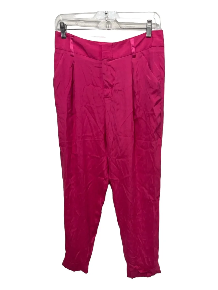 Alice + Olivia Size 6 Pink Silk Blend Hook & Zip Tapered cuff Pleated Pants