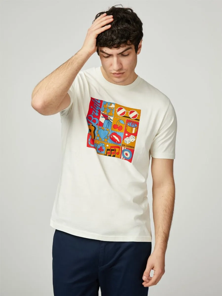 Ben Sherman Montage Trip Crew Neck T-Shirt Ivory