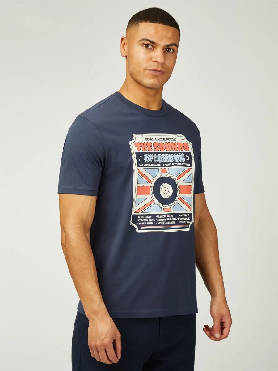 Ben Sherman Sounds of London Crew Neck T-Shirt Mood Indigo