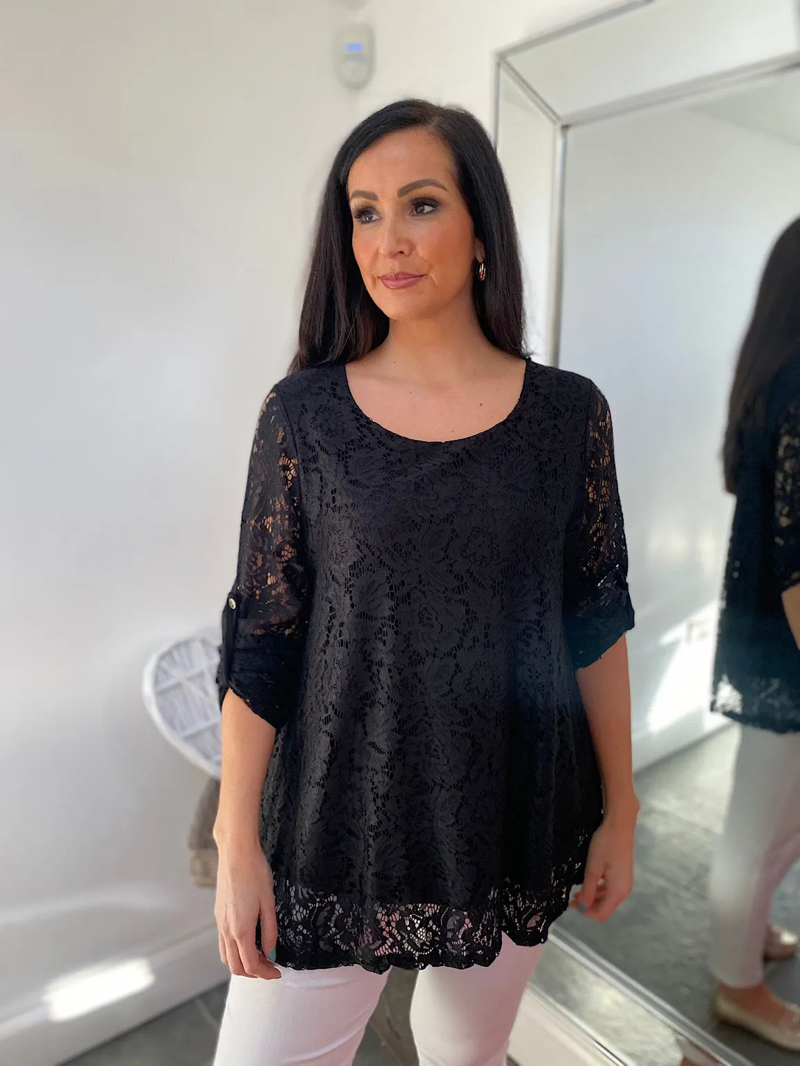 Black Floral Lace Top Charlie