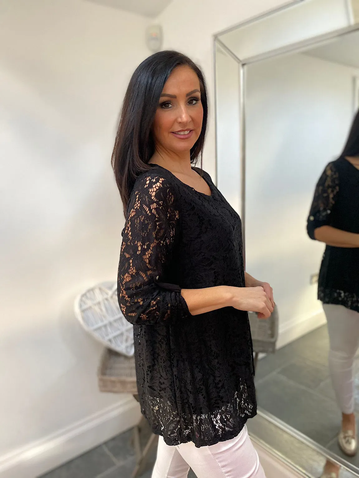 Black Floral Lace Top Charlie