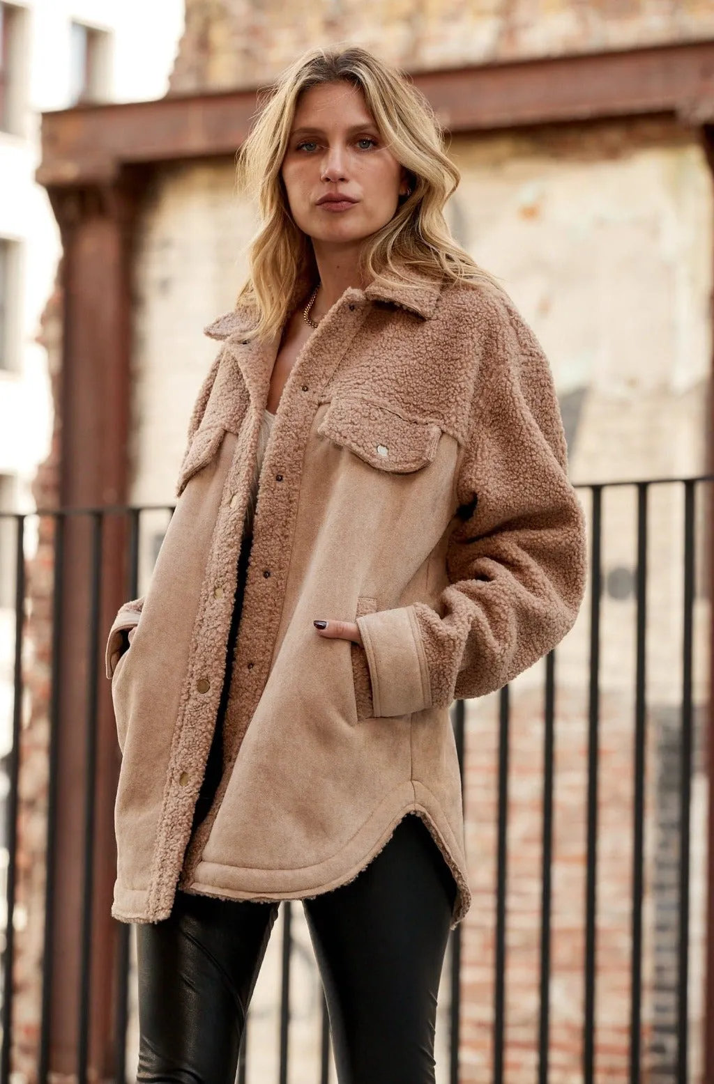 Bobbi Tan Suede Sherpa Jacket