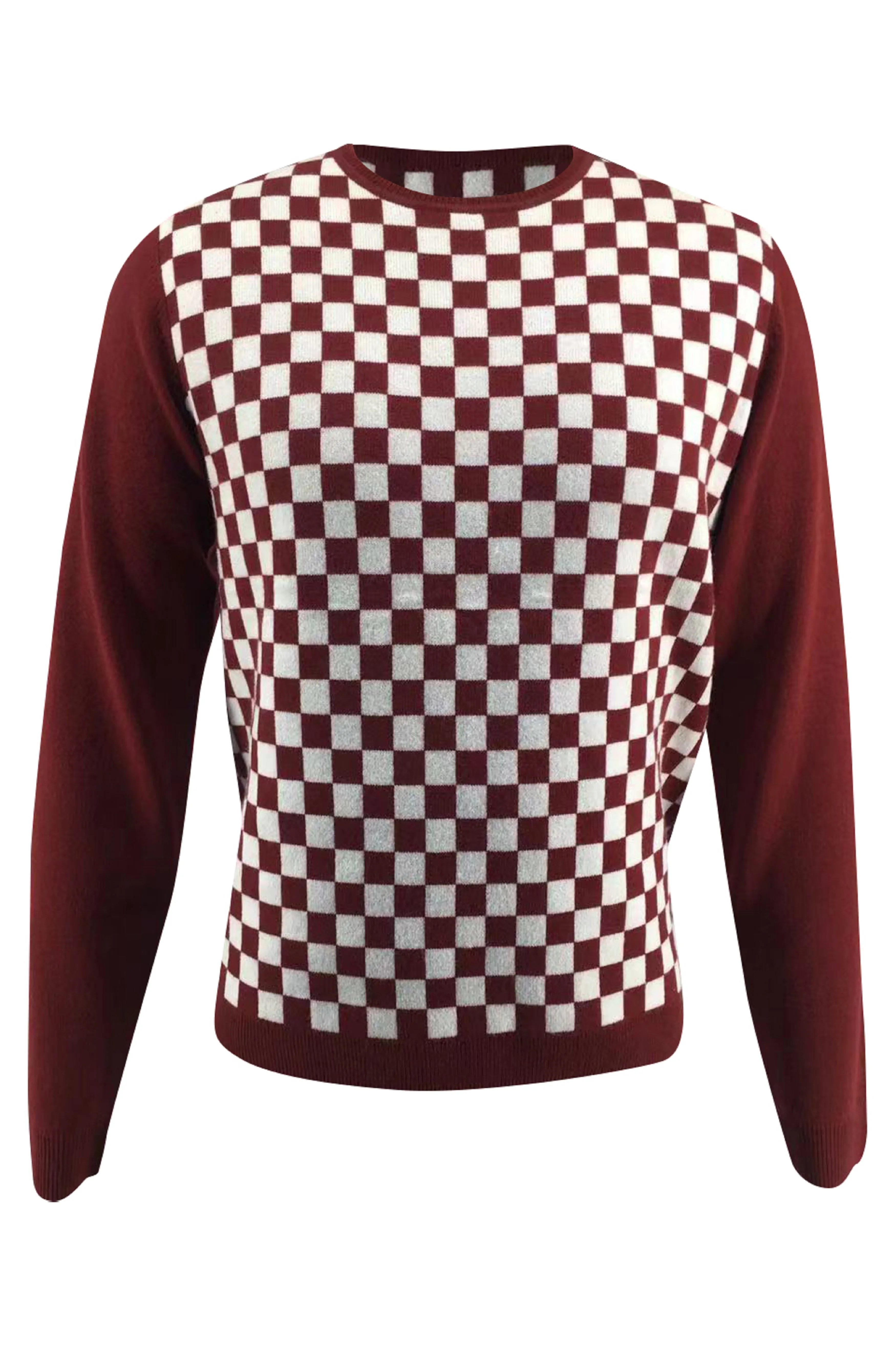 Checker Print Cashmere Merino Sweater