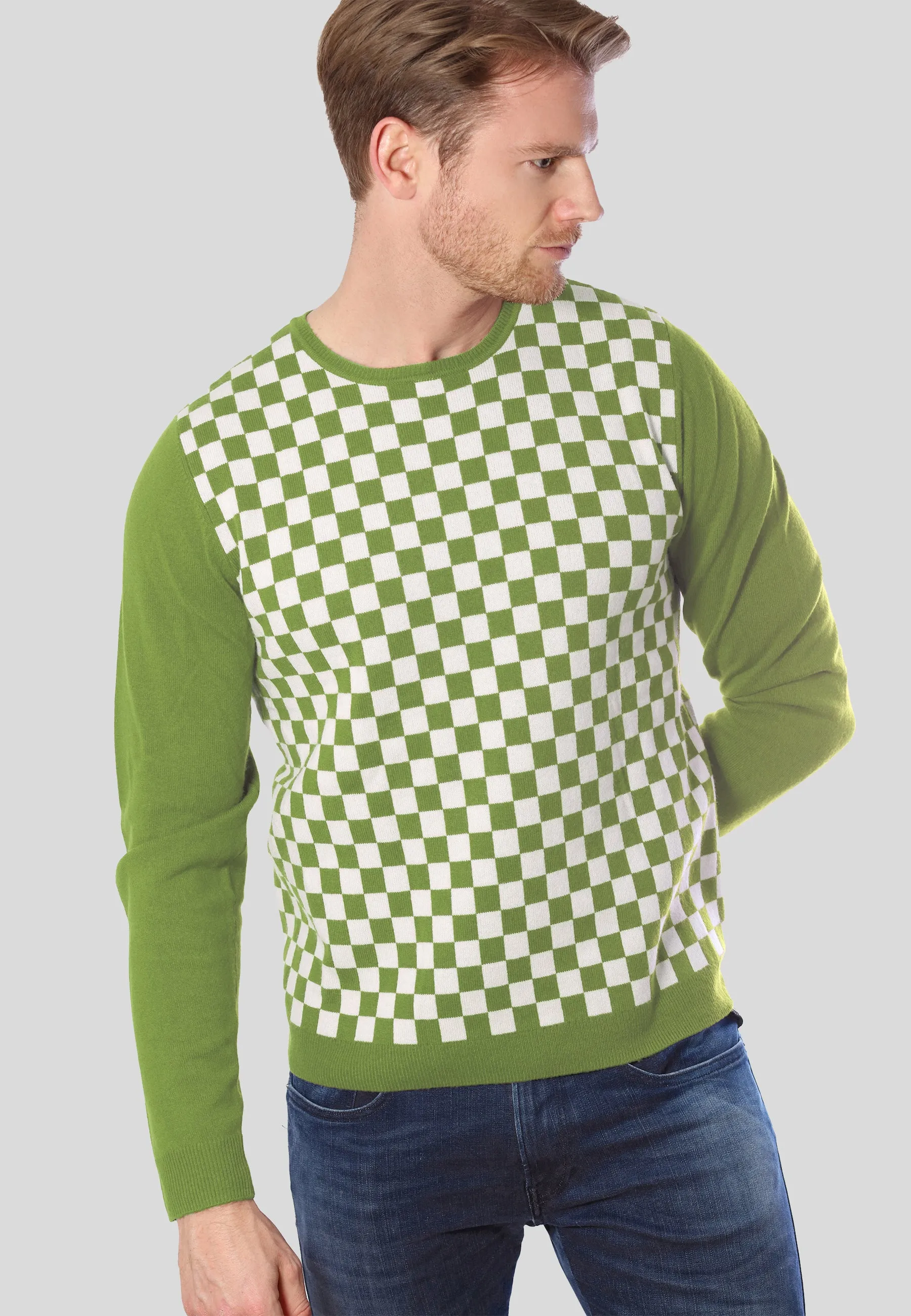 Checker Print Cashmere Merino Sweater