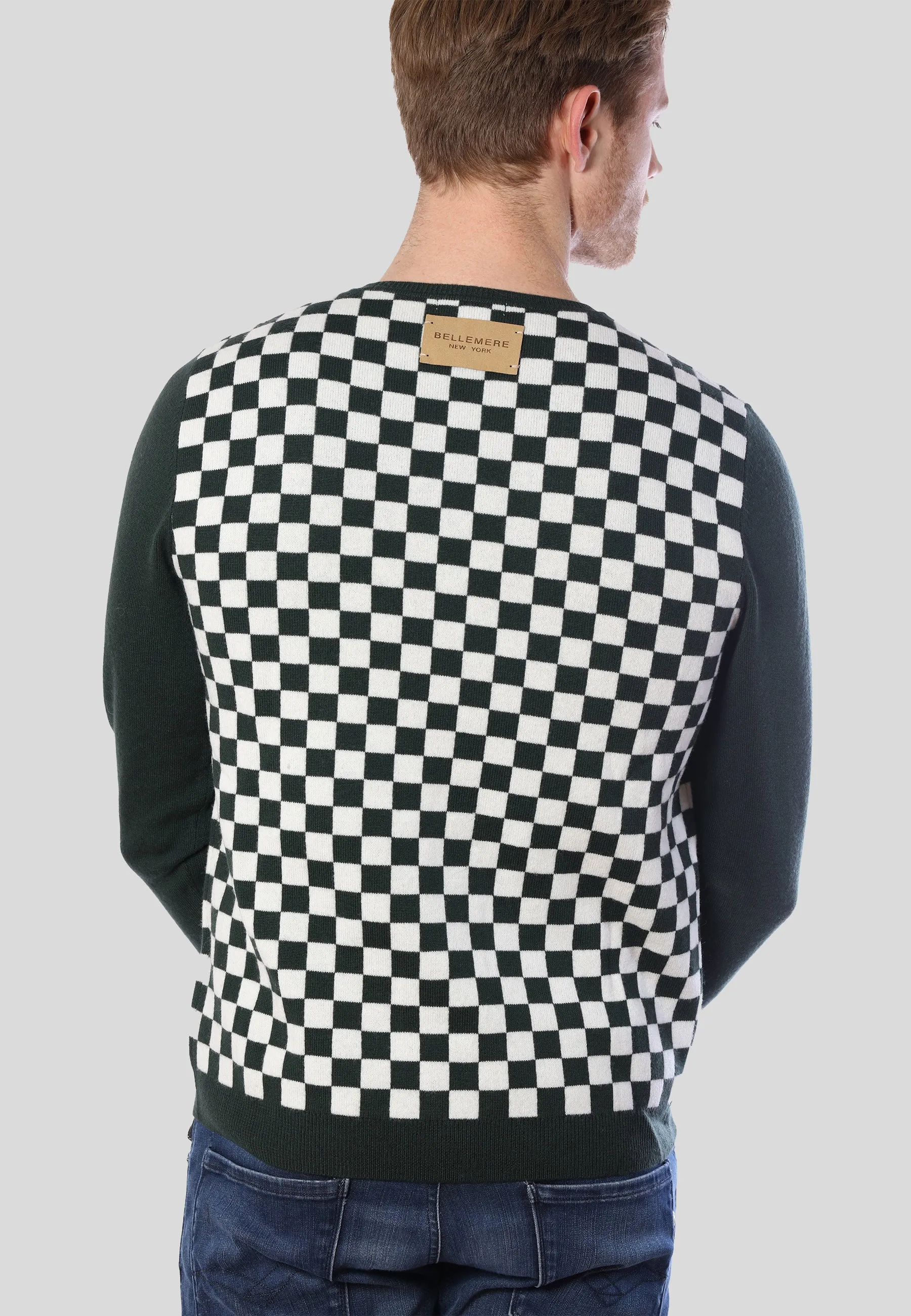 Checker Print Cashmere Merino Sweater