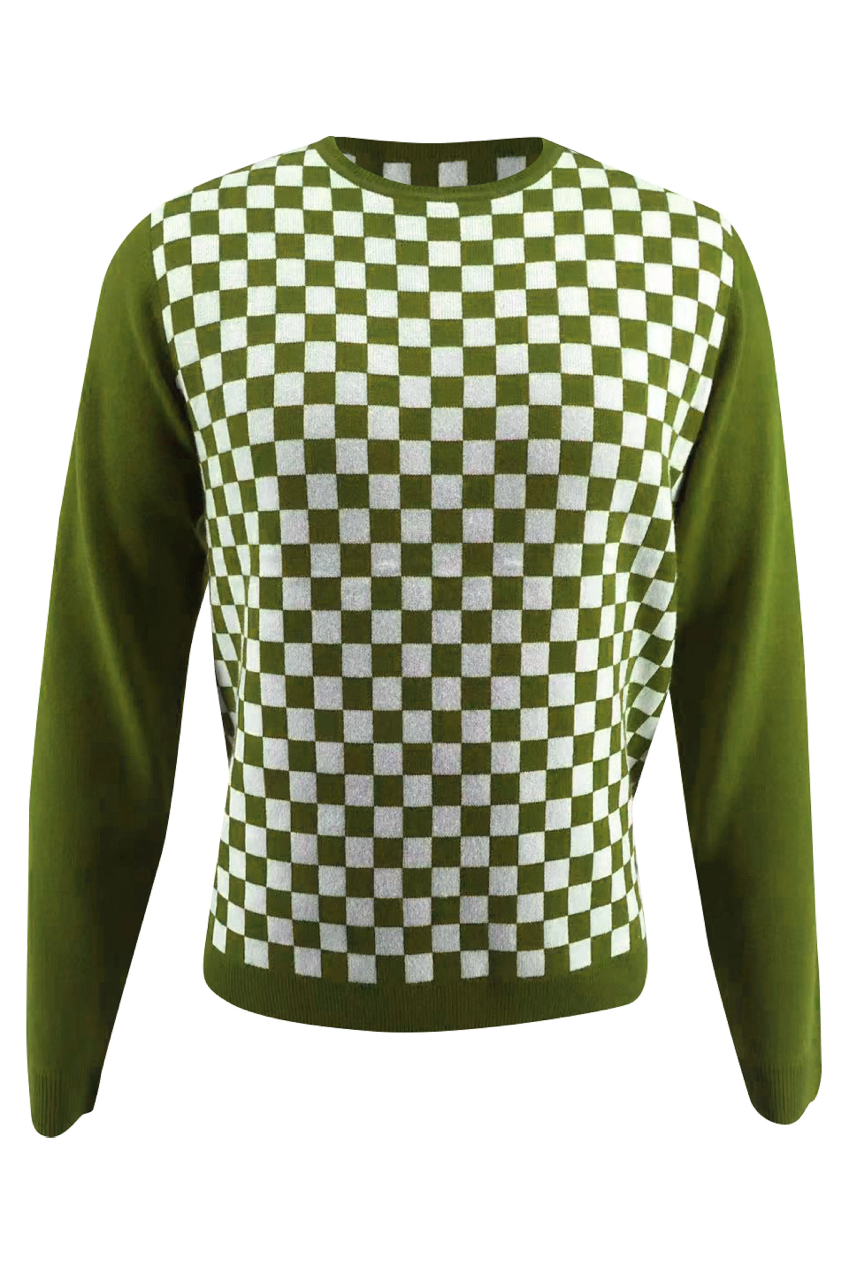 Checker Print Cashmere Merino Sweater