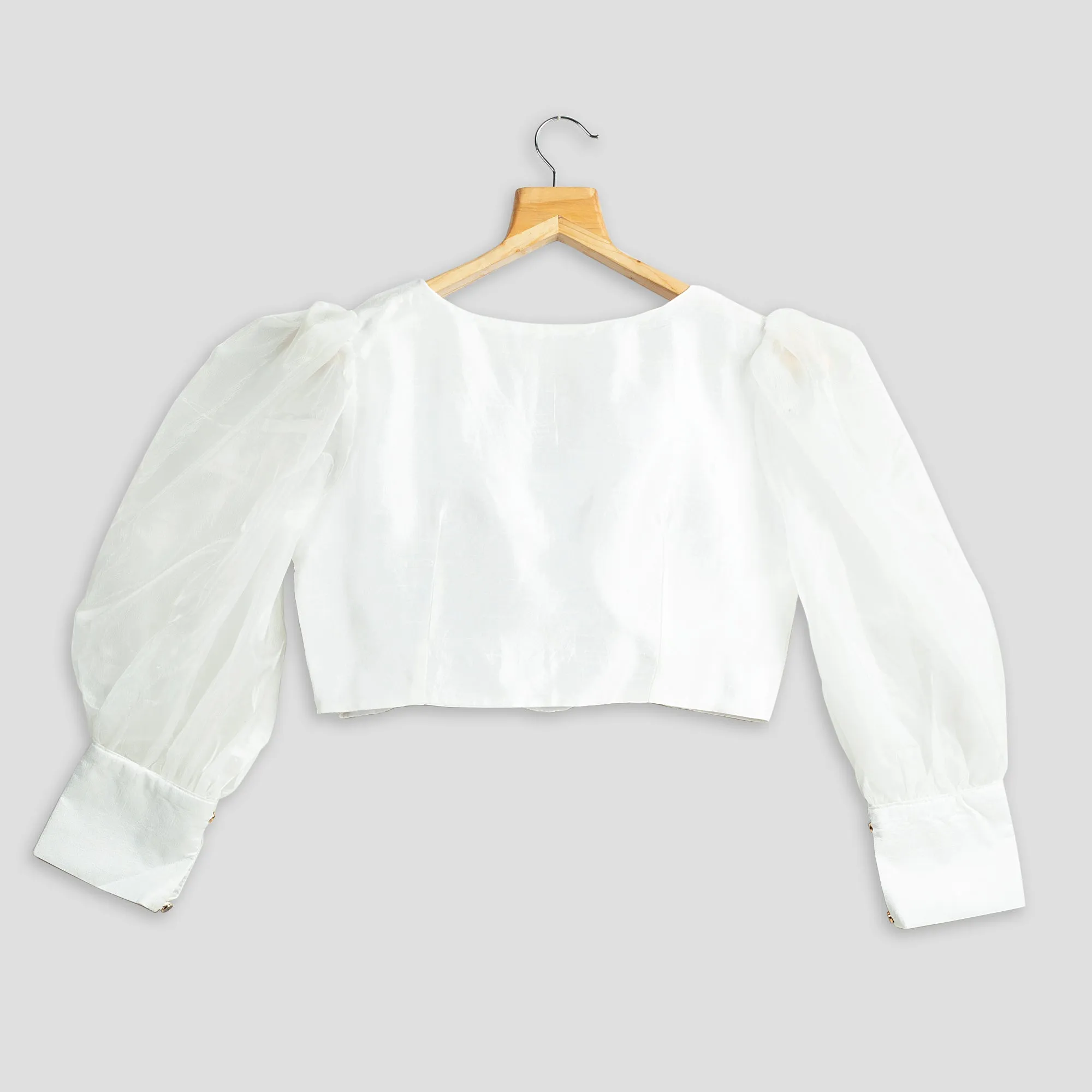 Classic White Cuff Button Silk Blouse