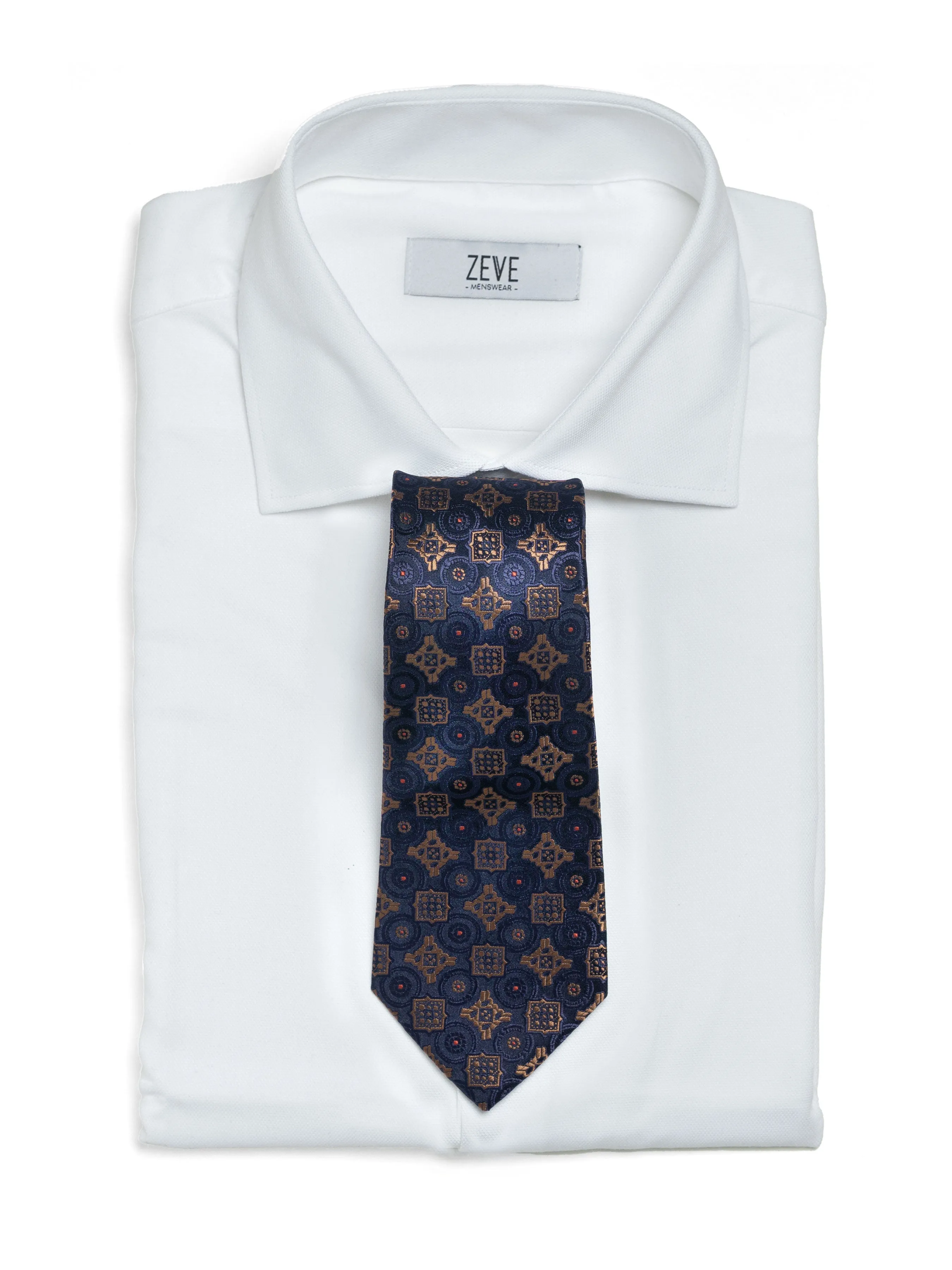 Diamond Medallion Tie - Navy Blue