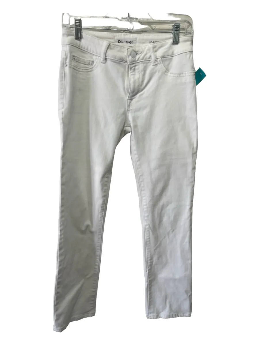 DL1961 Size 26 White Cotton Denim Mid Rise Straight Faux Pocket Jeans