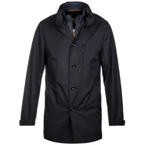 EDUARD DRESSLER Darius Navy Overcoat With Detachable Collar | Menswear Online