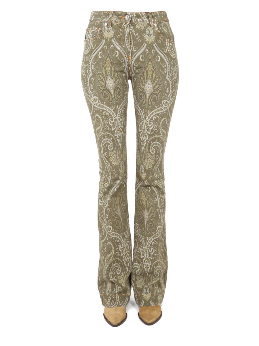 ETRO    PAISLEY PRINT COTTON DENIM JEANS