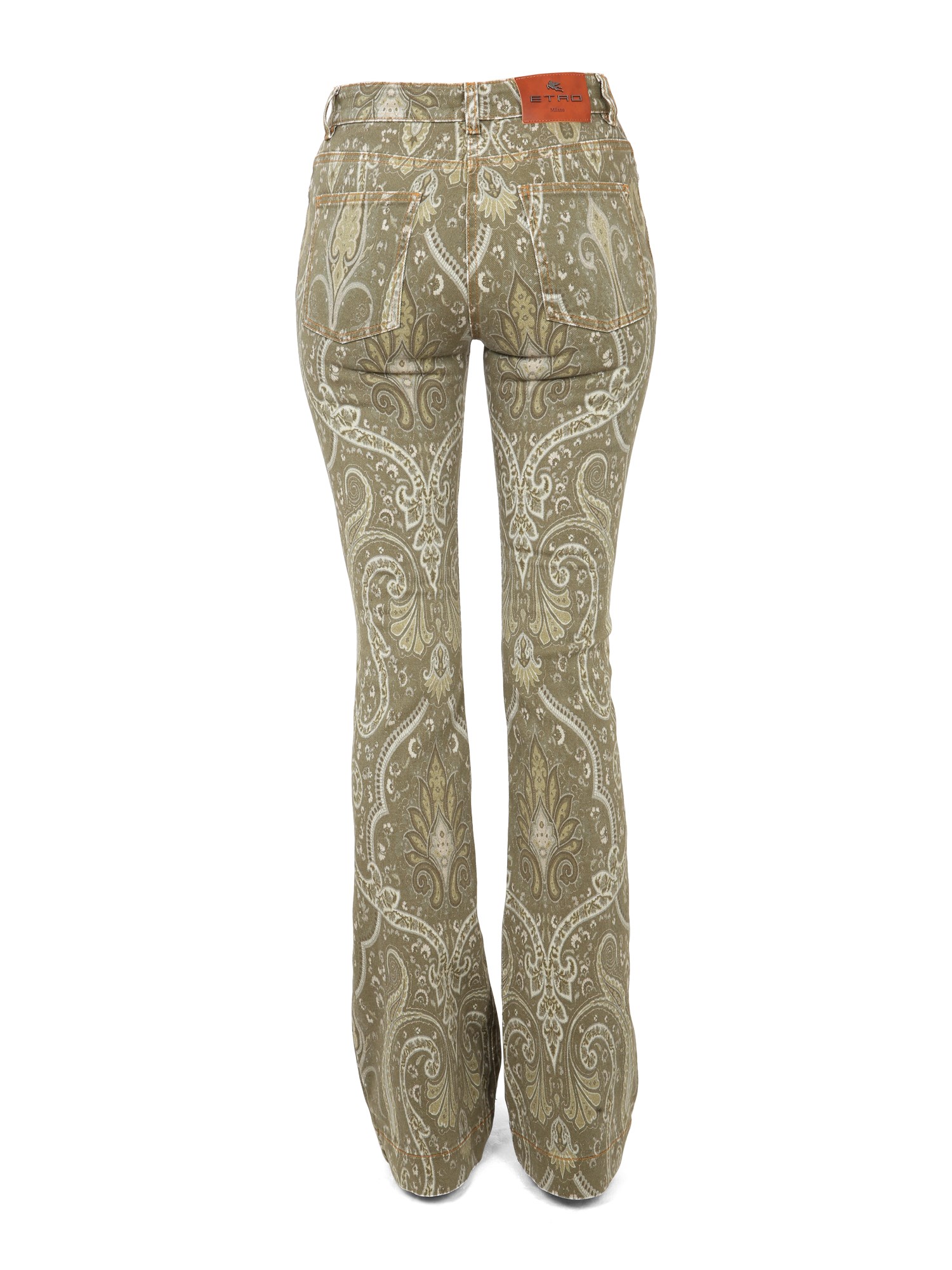 ETRO    PAISLEY PRINT COTTON DENIM JEANS