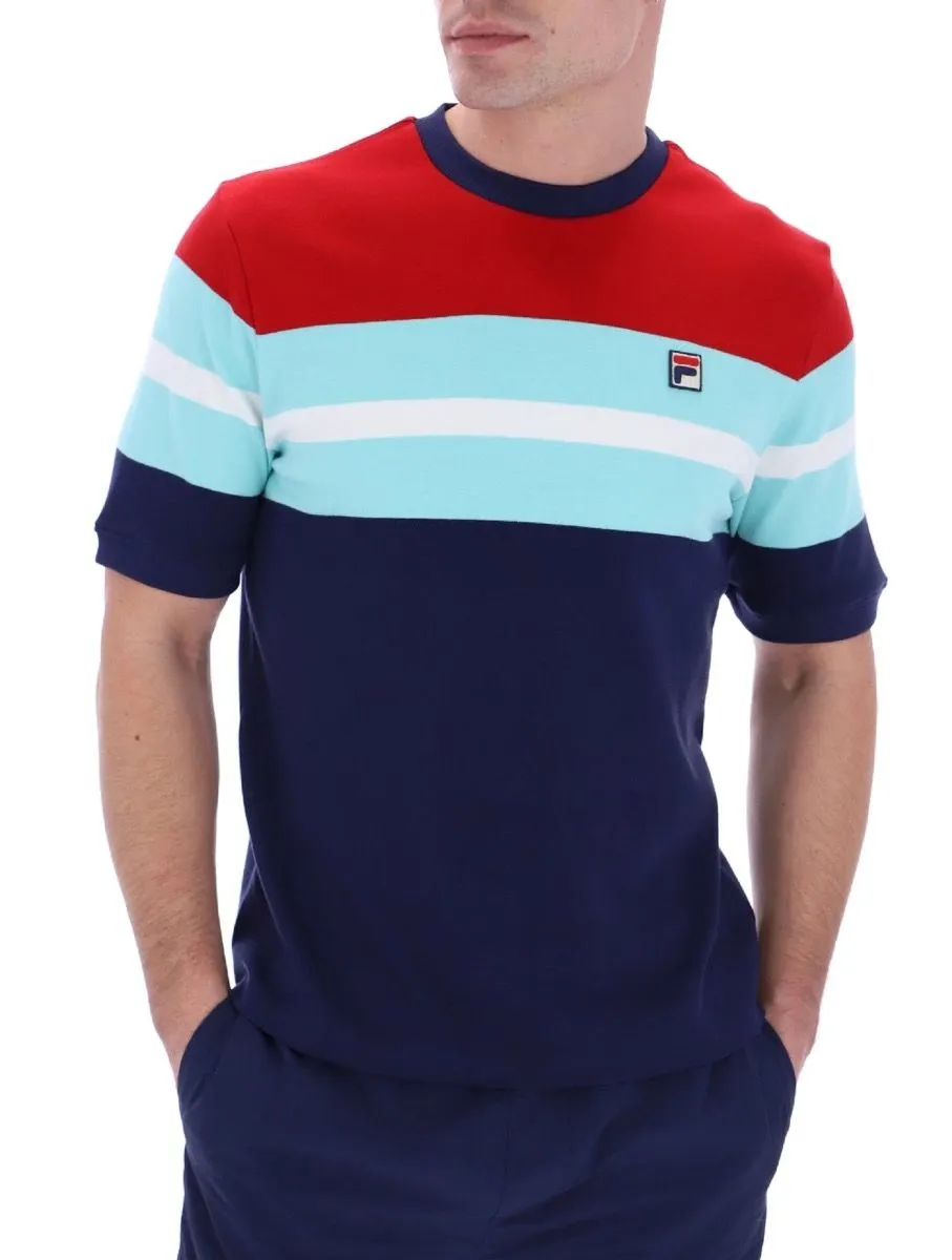 Fila Pedro Colour Blocked Crew Neck T-Shirt Navy/Equestrian