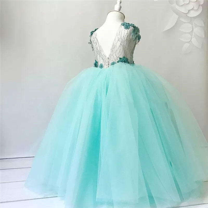 Flower Girl Lace Tulle Pageant Gown