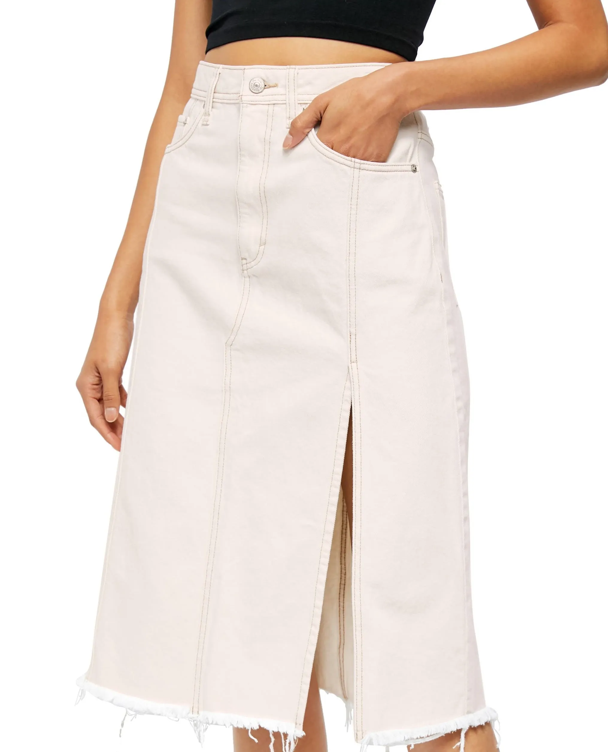 Free People Women's Mambo Denim Skirt White Size 26