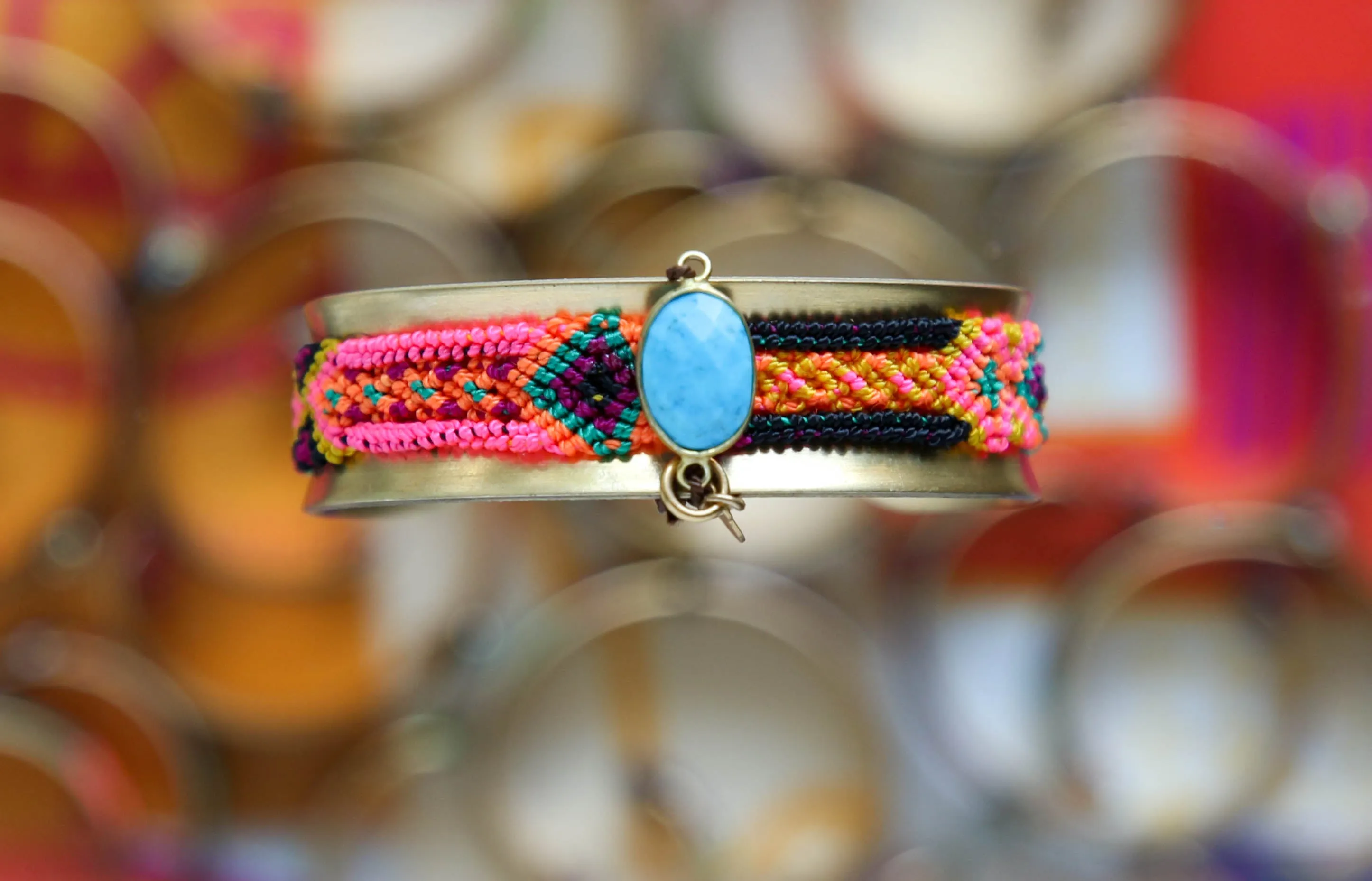 Friendship Cuff in Turquoise Silk Multi