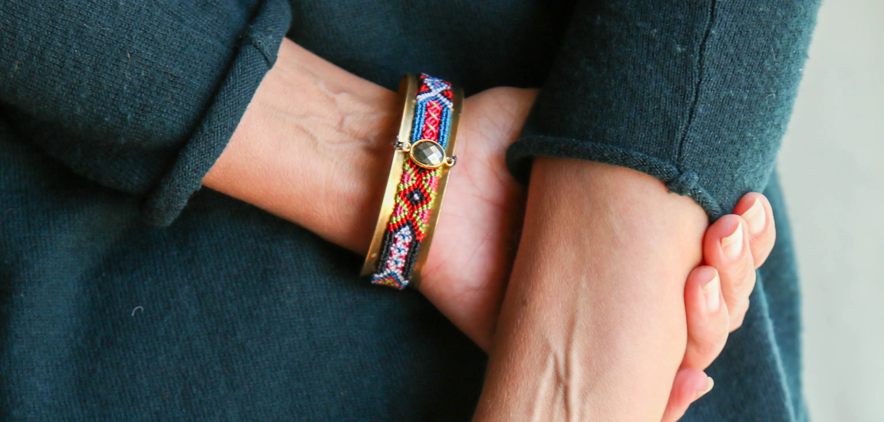 Friendship Cuff in Turquoise Silk Multi