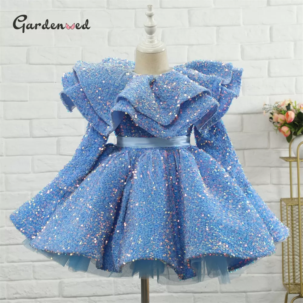 Glitter Sequin Flower Girl Gown