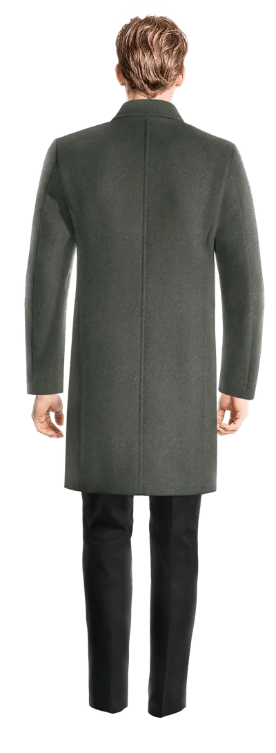 Grey Long Pure wool Double breasted overcoat