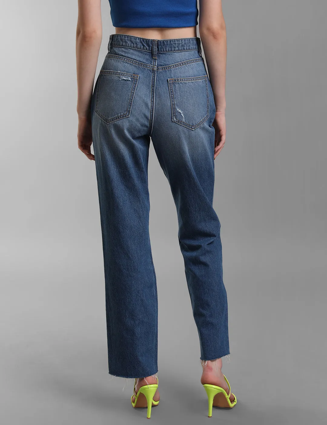 High Rise Straight Fit Denim