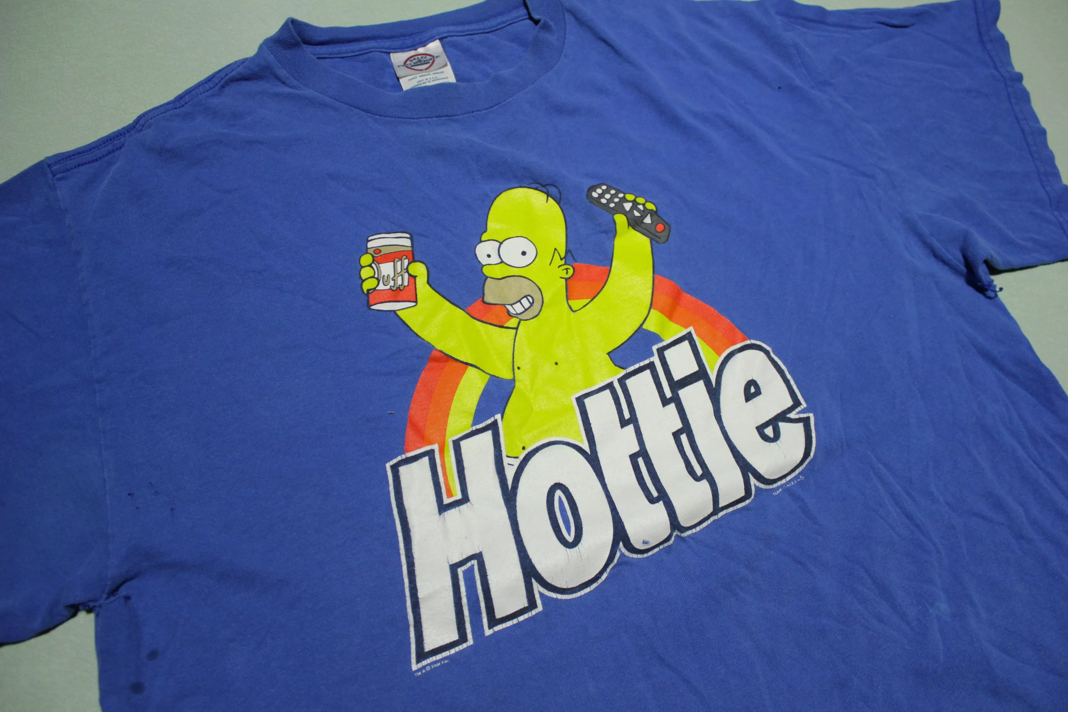 Homer Simpson Hottie Duff Beer Vintage 2004 Cartoon Promo Fox T-Shirt