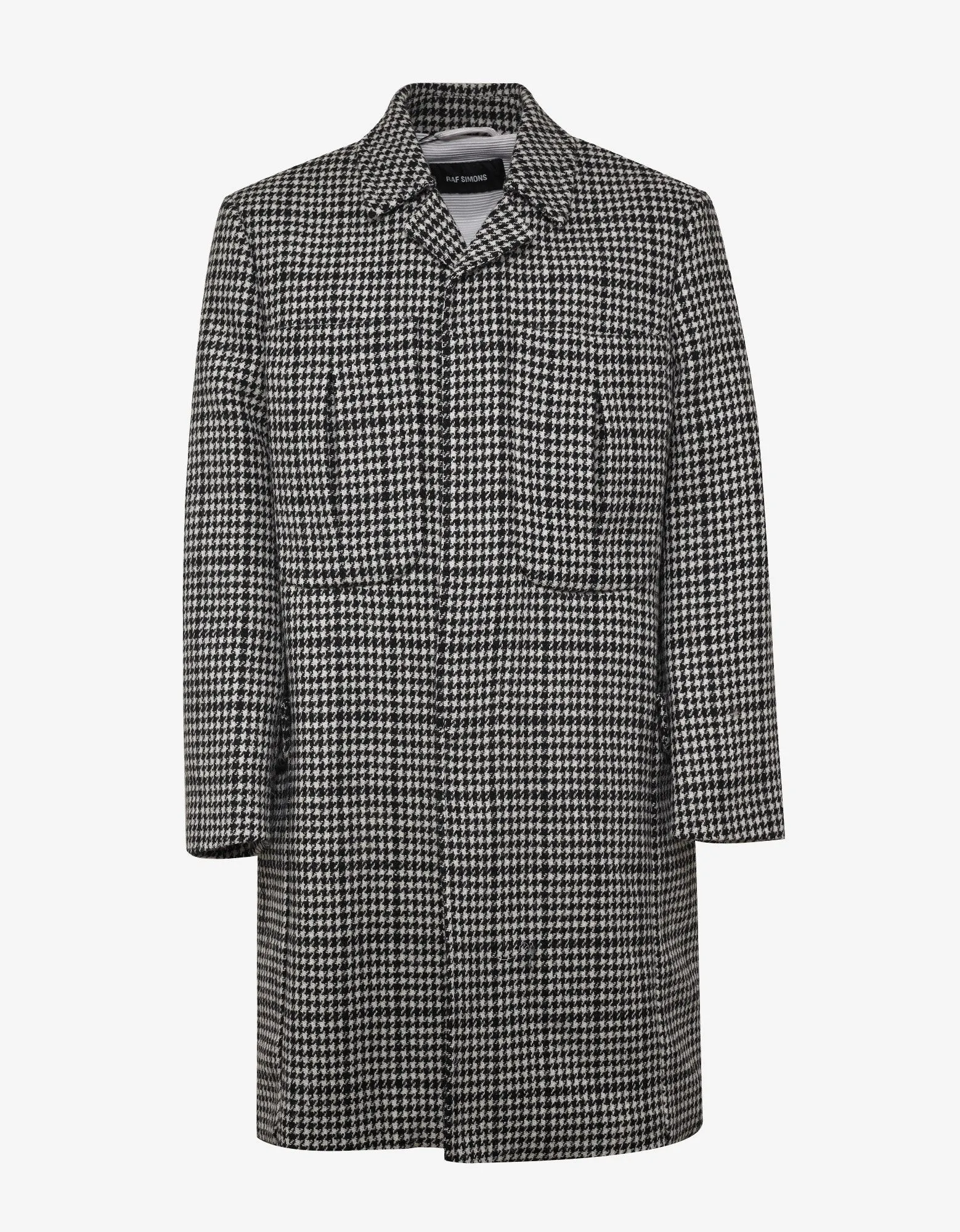 Houndstooth Check Wool Coat