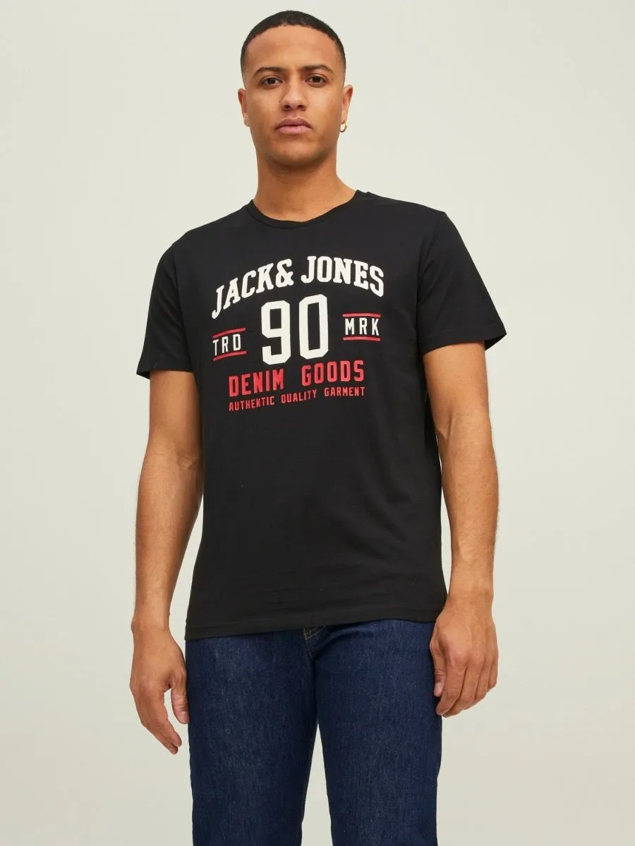 Jack & Jones 3 Pack Logo Crew Neck T-Shirt Black/Black/White