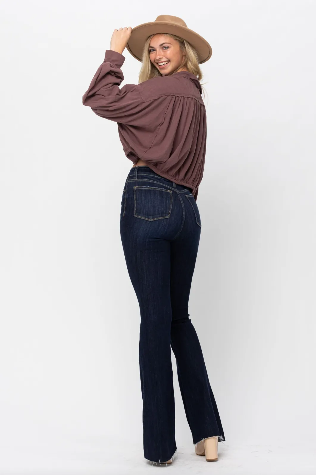 Judy Blue Raw Hem Tall Flare Jeans