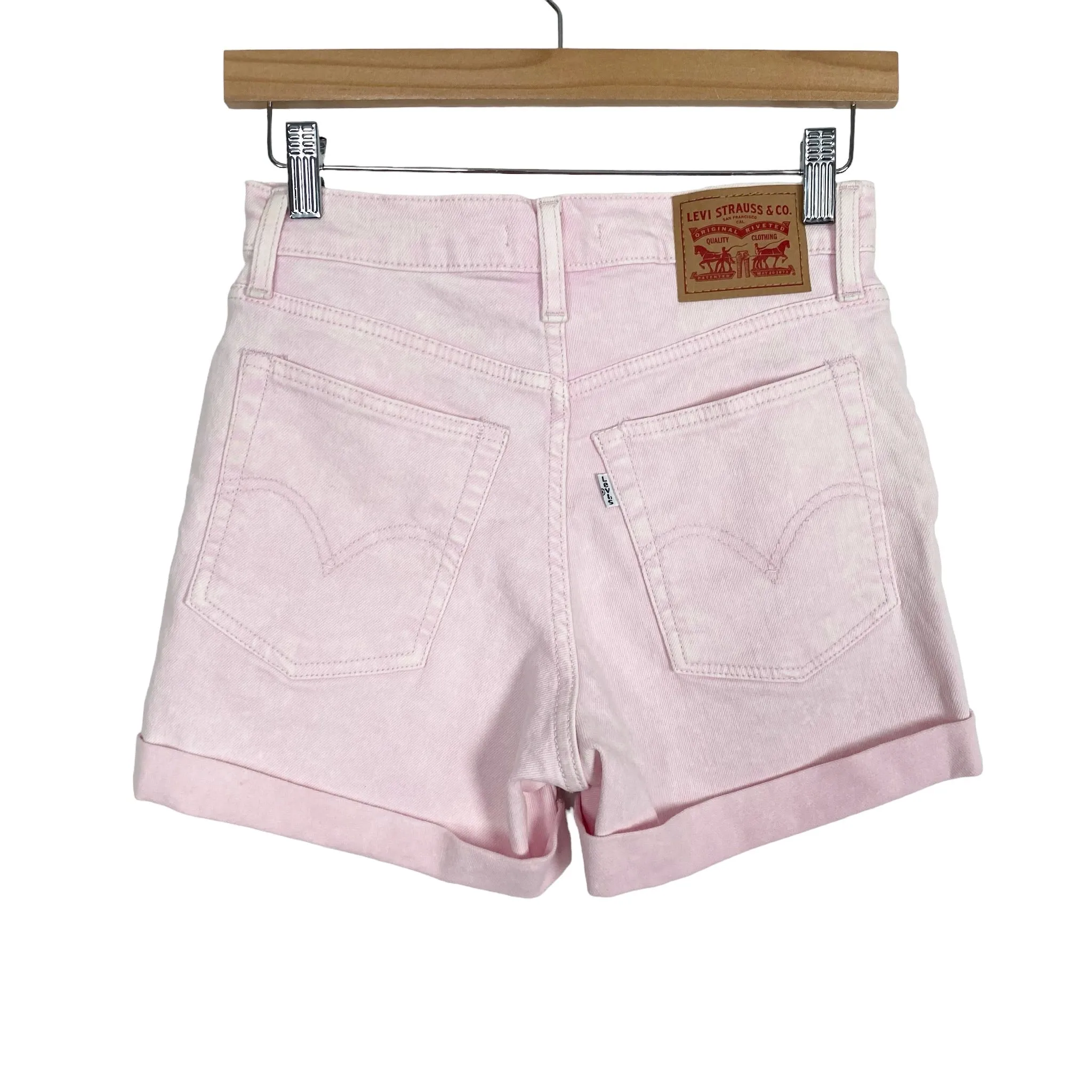 Levi Strauss Washed Pink Wedgie Rolled Tab Shorts- Size 26