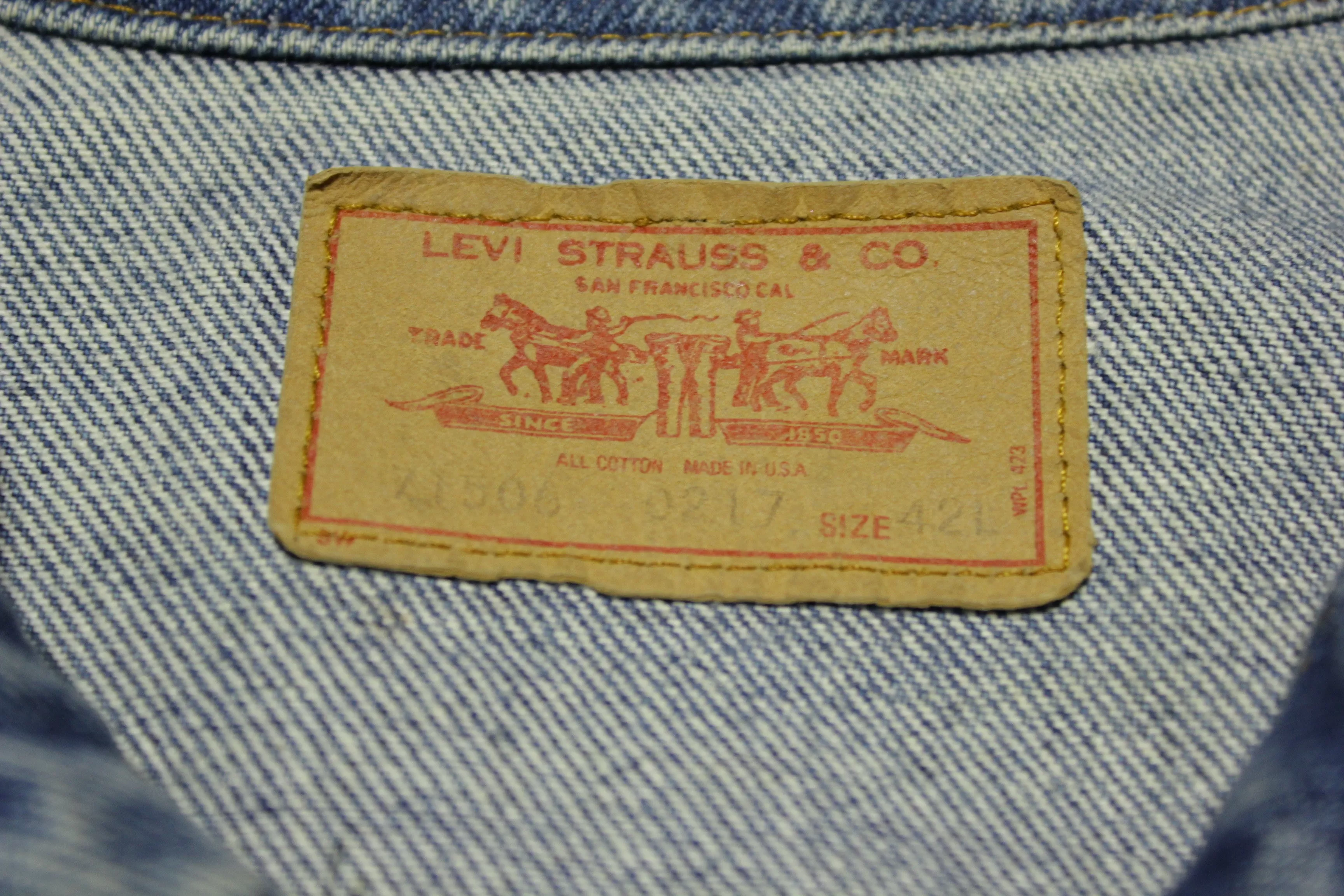 Levis 21506-0217 Made in USA 80's Vintage Denim Faded Jean Trucker Jacket