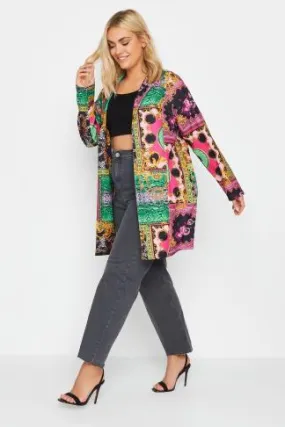 LIMITED COLLECTION Curve Pink & Green Tile Print Blazer