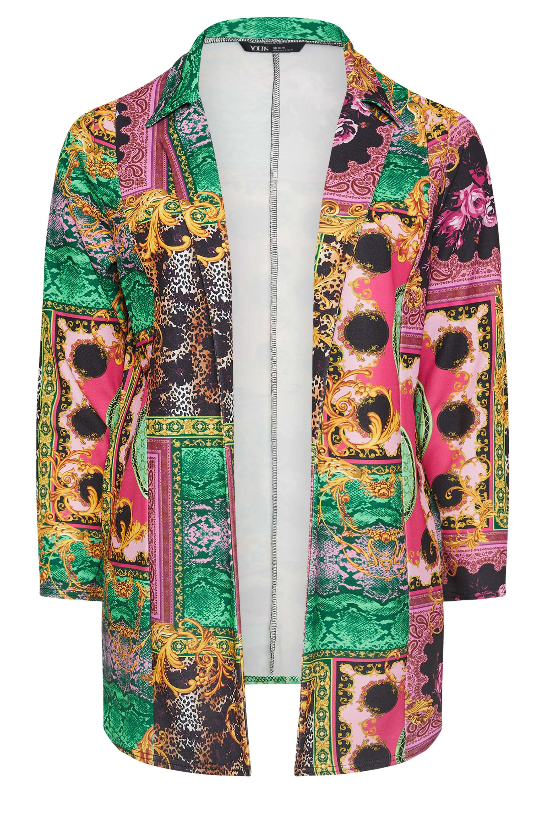 LIMITED COLLECTION Curve Pink & Green Tile Print Blazer