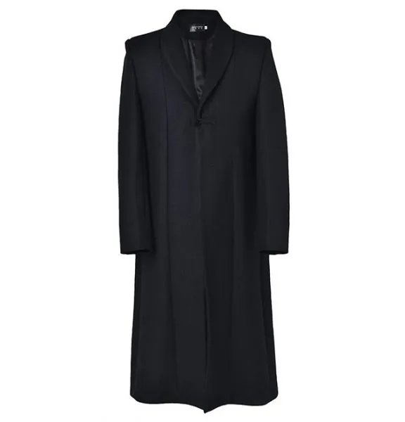 Long wool winter overcoat for men with single chinese style button