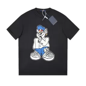 Louis Vuitton 24SS cartoon knitted bear short-sleeved T-shirt Black 1.16