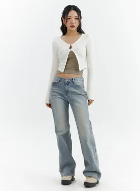 Low Waist Cargo Flare Jeans CJ423