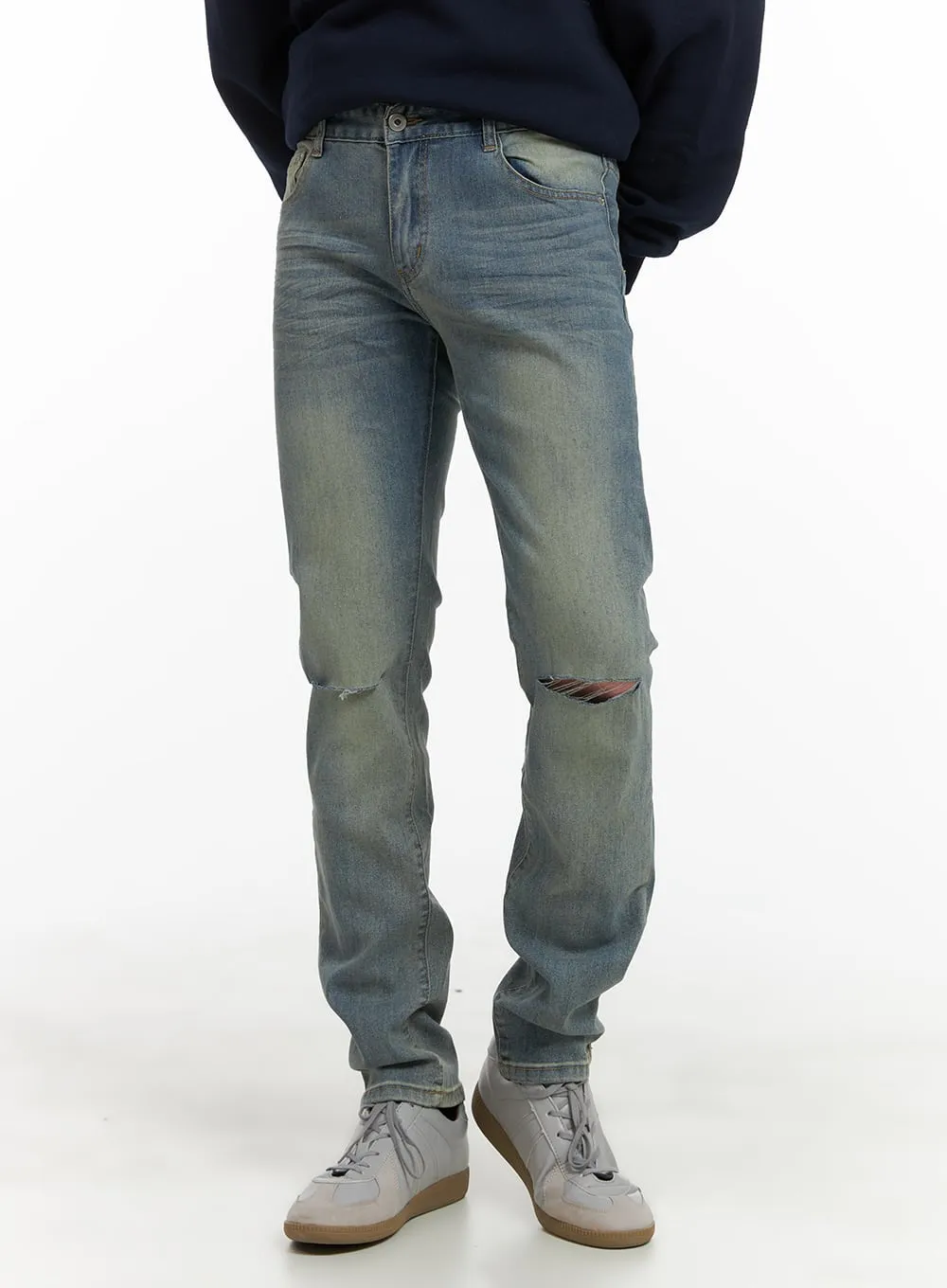 Men's Ripped Straight Jeans IA402