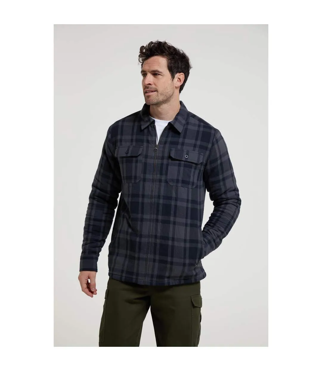 Mens stream ii flannel lined shirt khaki Mountain Warehouse