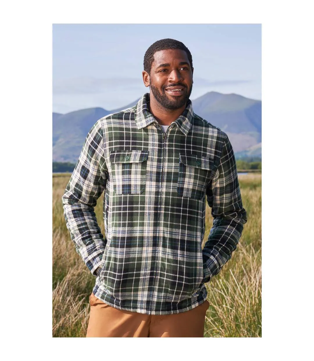 Mens stream ii flannel lined shirt khaki Mountain Warehouse