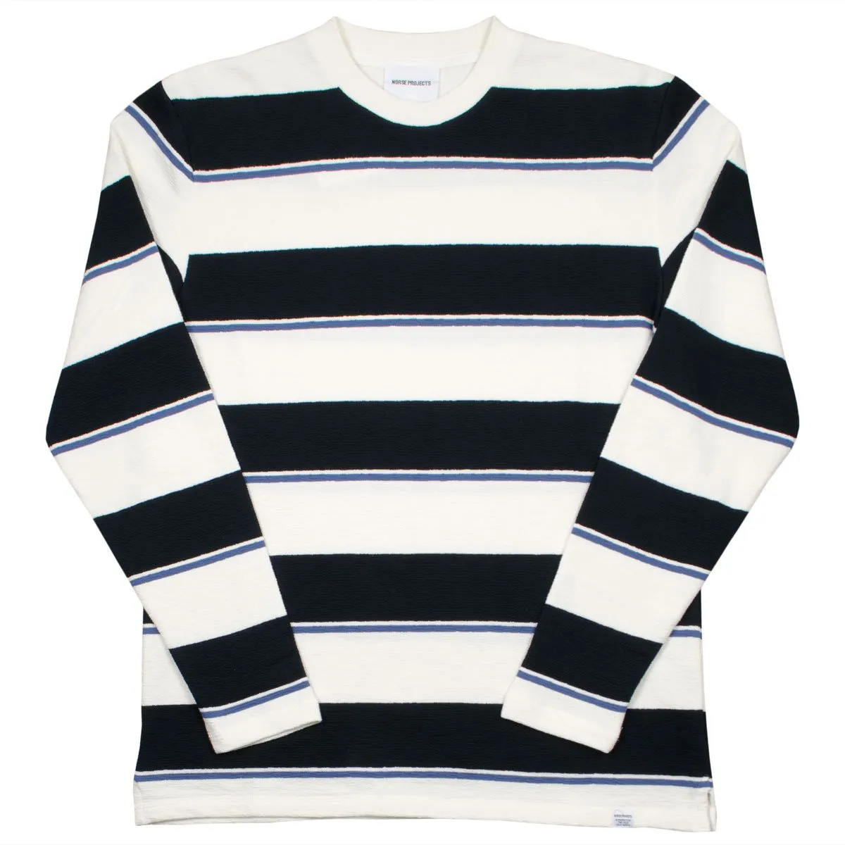 Norse Projects - Johannes Textured Stripe LS T-shirt - Dark Navy