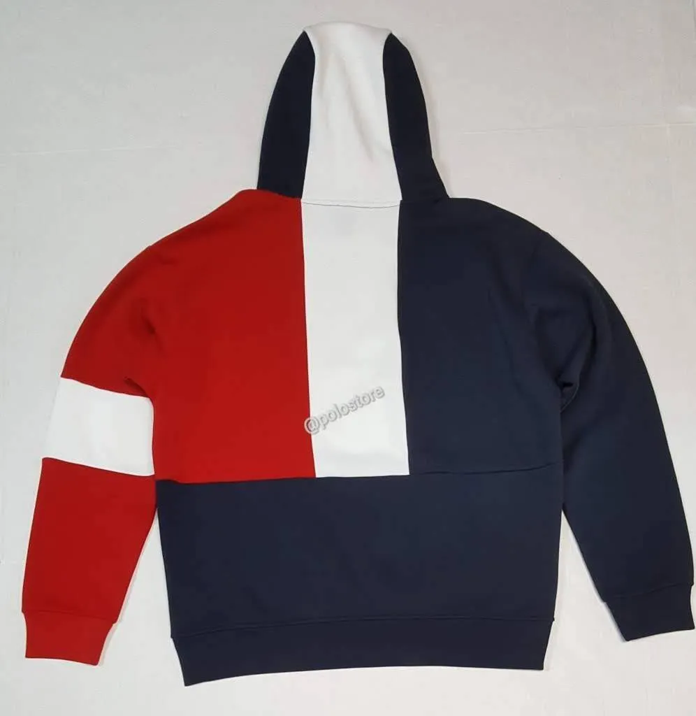 Nwt Polo Ralph Lauren White/Navy/Red Polo Spellout Hoodie