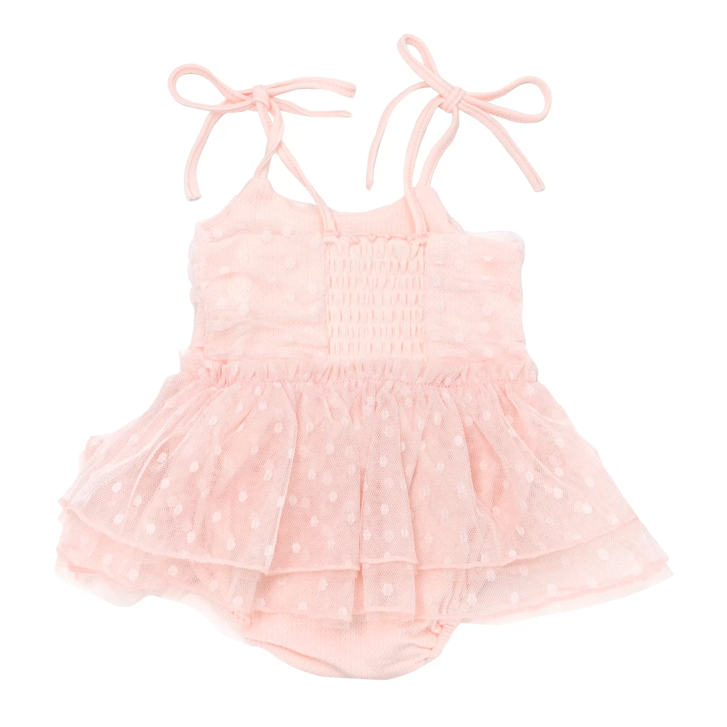 oh baby! Dotted Mesh Pointelle Ballet Dress - Pale Pink