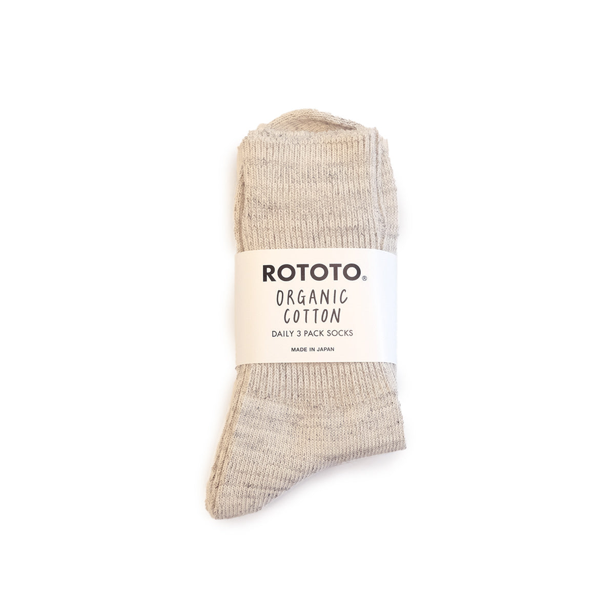 Organic Daily 3-Pack Ribbed Crew Socks - Ecru/Grey