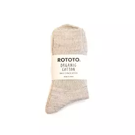 Organic Daily 3-Pack Ribbed Crew Socks - Ecru/Grey