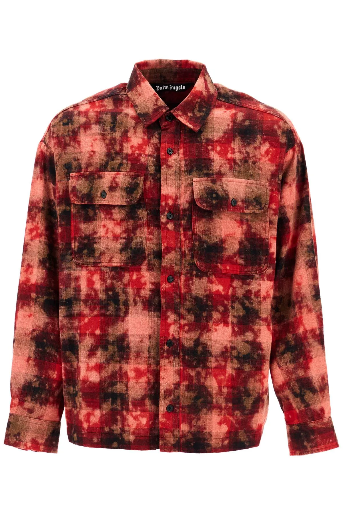 Palm Angels flannel Shirt With Curved Logo   Red