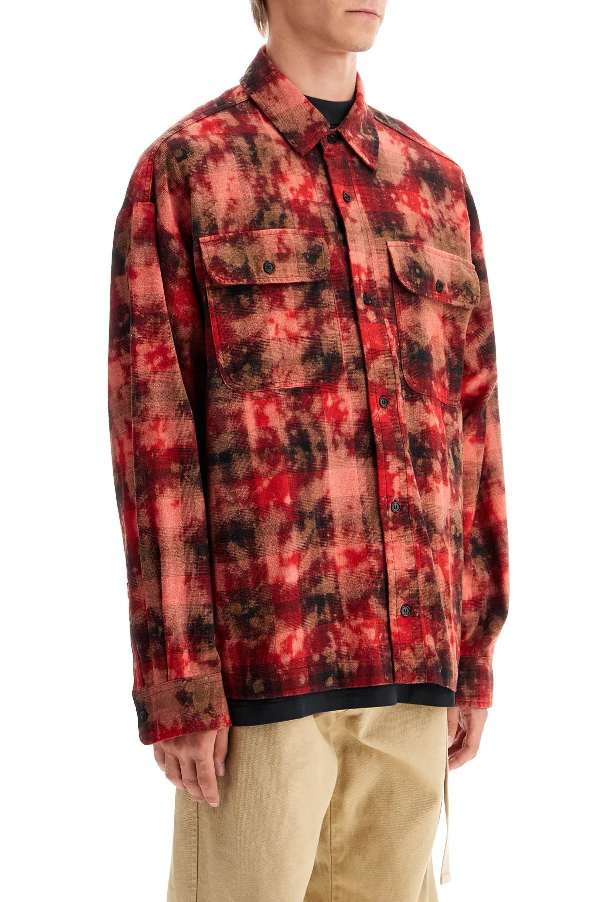 Palm Angels flannel Shirt With Curved Logo   Red