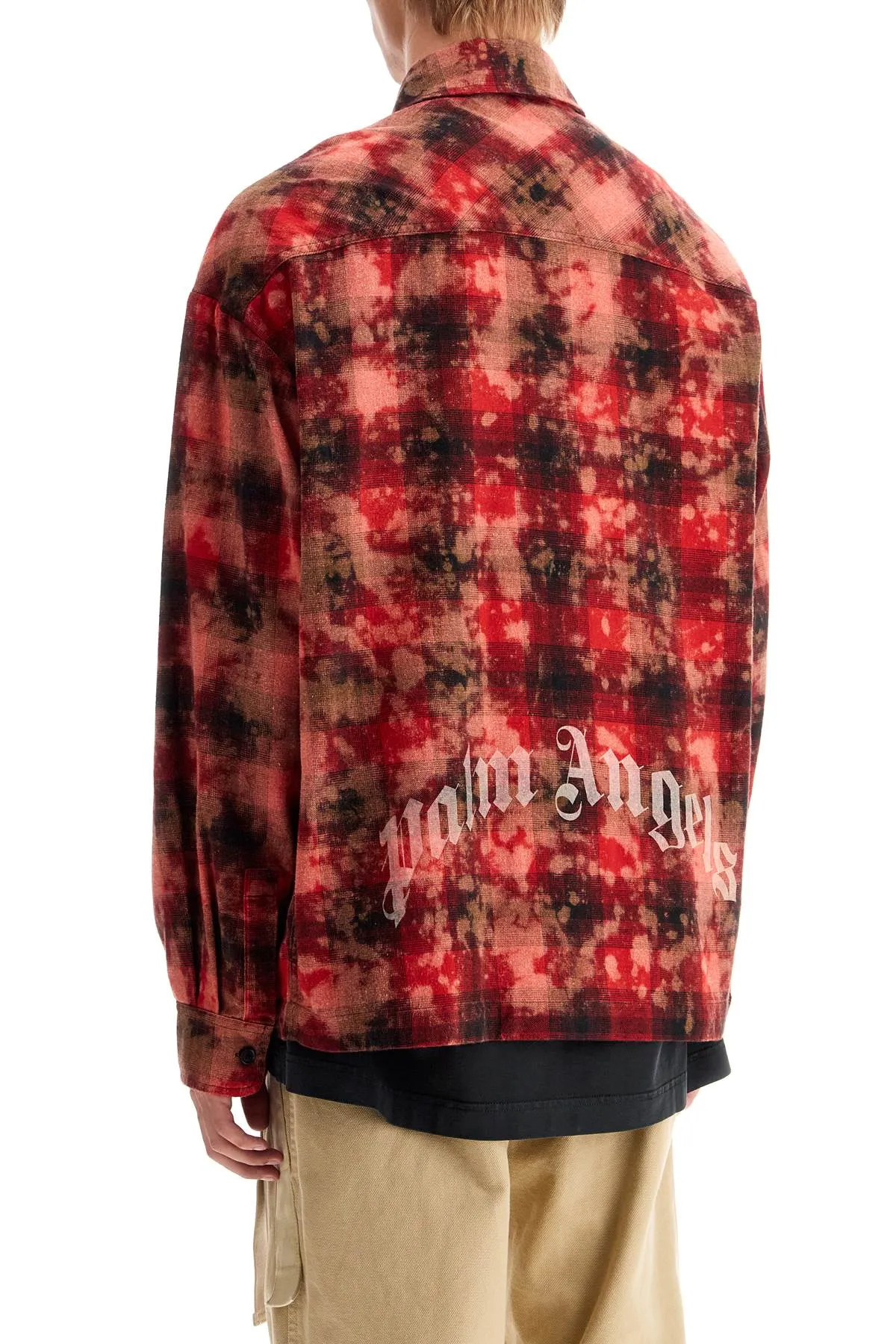 Palm Angels flannel Shirt With Curved Logo   Red